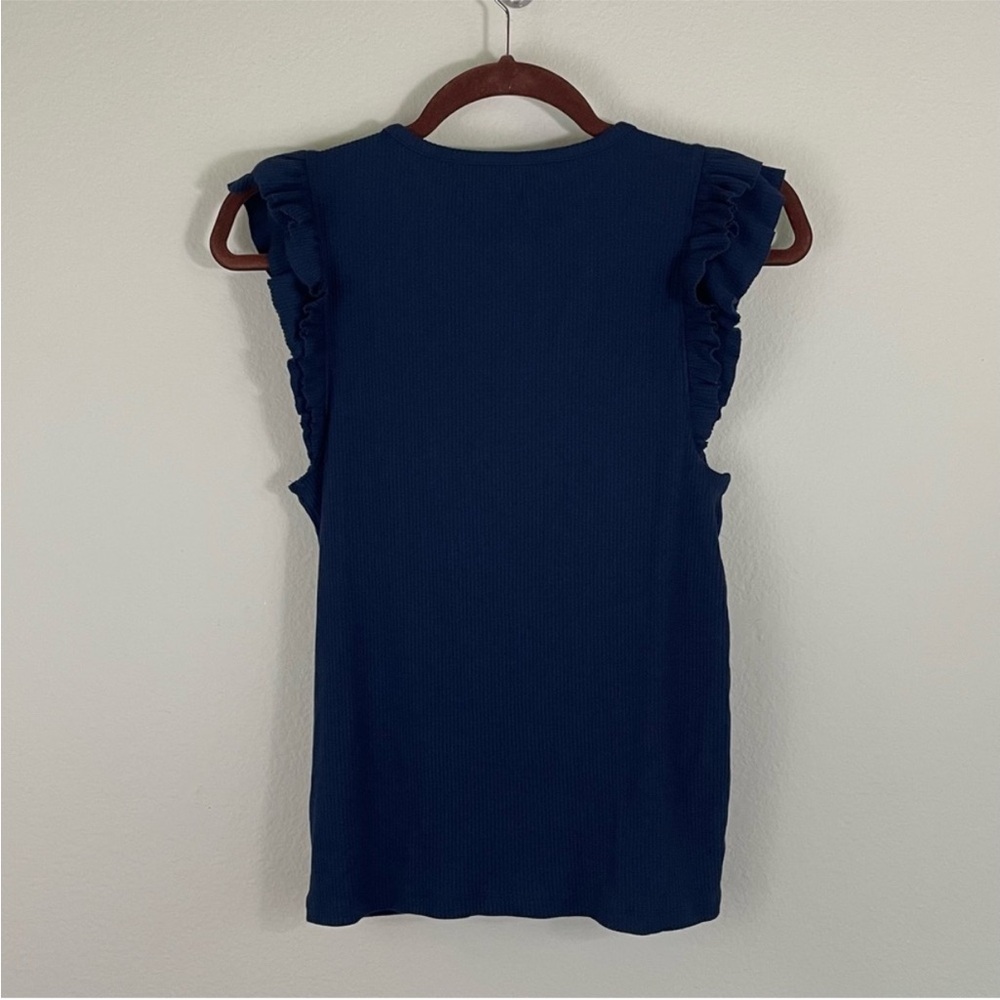 J. Crew Deep Blue Ribbed Knit Top - Picture 5 of 6